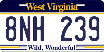 WV license plate 8NH239