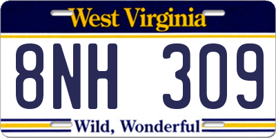 WV license plate 8NH309