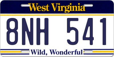 WV license plate 8NH541