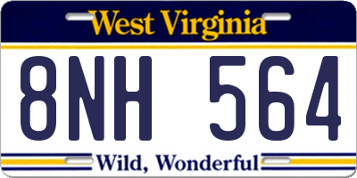 WV license plate 8NH564