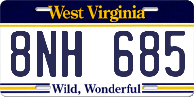 WV license plate 8NH685
