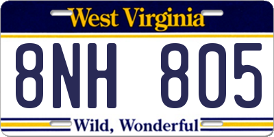 WV license plate 8NH805
