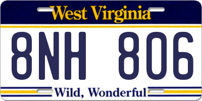 WV license plate 8NH806