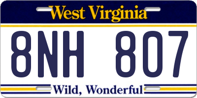 WV license plate 8NH807