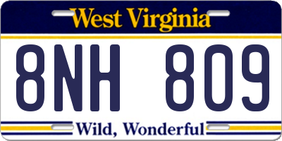 WV license plate 8NH809