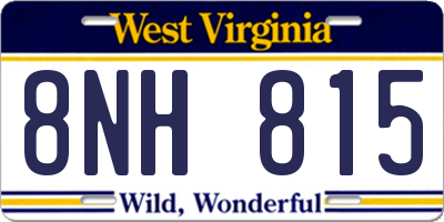 WV license plate 8NH815