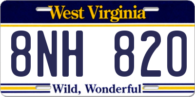 WV license plate 8NH820