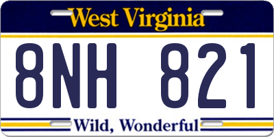 WV license plate 8NH821