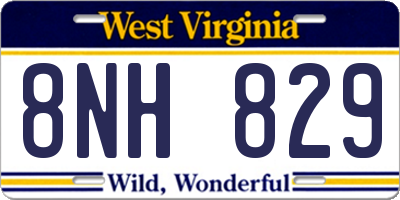 WV license plate 8NH829