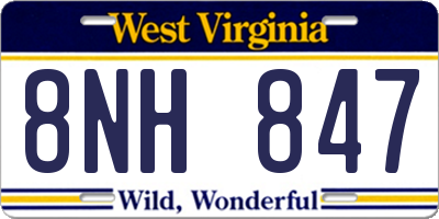 WV license plate 8NH847