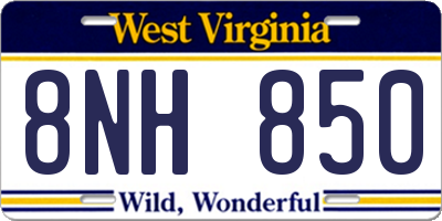 WV license plate 8NH850