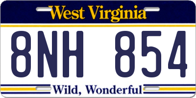 WV license plate 8NH854