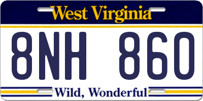 WV license plate 8NH860