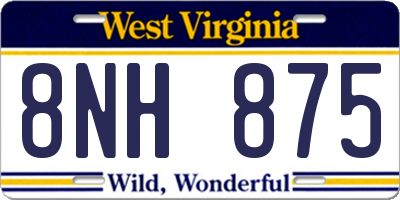 WV license plate 8NH875