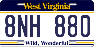 WV license plate 8NH880