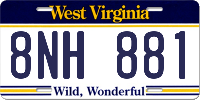 WV license plate 8NH881