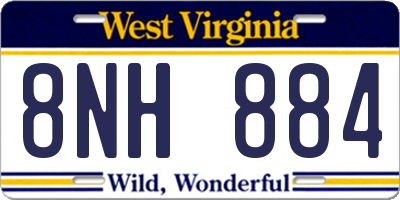 WV license plate 8NH884