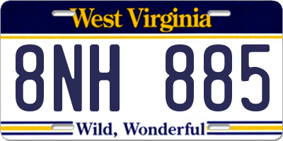 WV license plate 8NH885