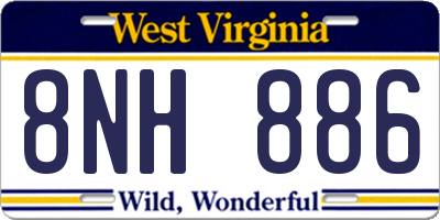 WV license plate 8NH886