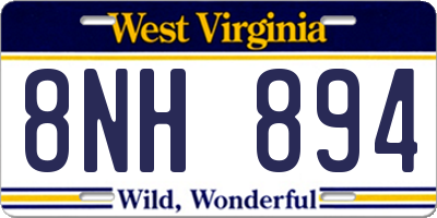 WV license plate 8NH894