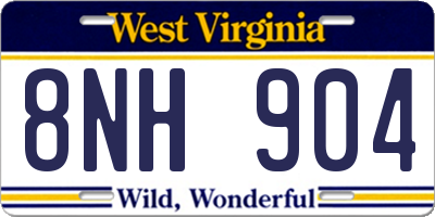 WV license plate 8NH904