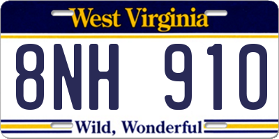 WV license plate 8NH910