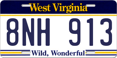 WV license plate 8NH913