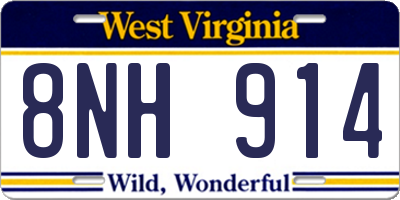 WV license plate 8NH914
