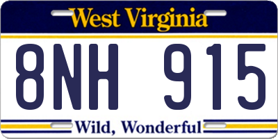 WV license plate 8NH915