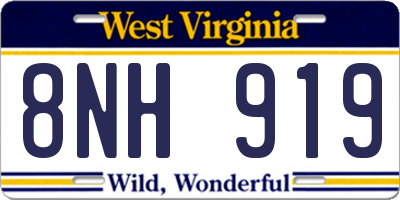 WV license plate 8NH919