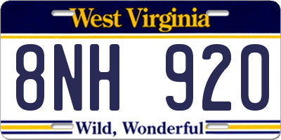 WV license plate 8NH920