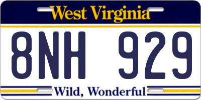 WV license plate 8NH929