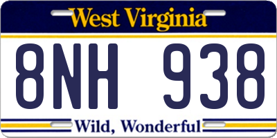 WV license plate 8NH938