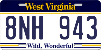 WV license plate 8NH943