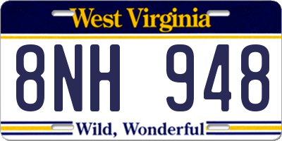 WV license plate 8NH948