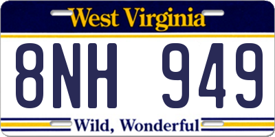 WV license plate 8NH949