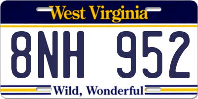 WV license plate 8NH952