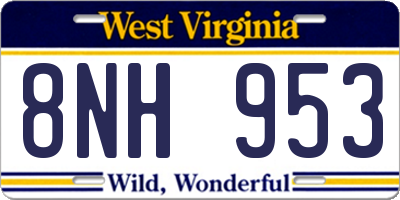 WV license plate 8NH953