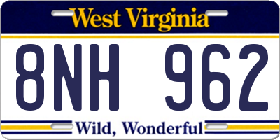 WV license plate 8NH962