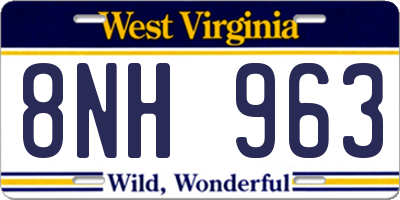 WV license plate 8NH963