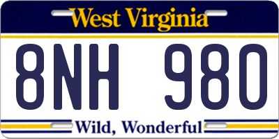 WV license plate 8NH980