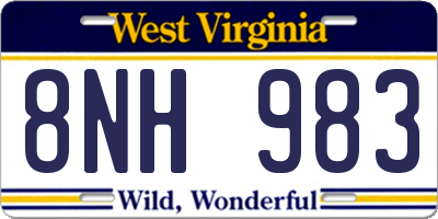 WV license plate 8NH983