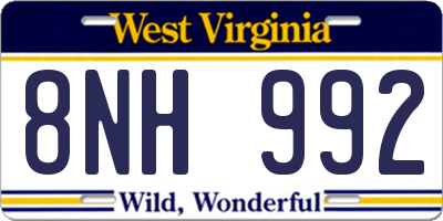 WV license plate 8NH992