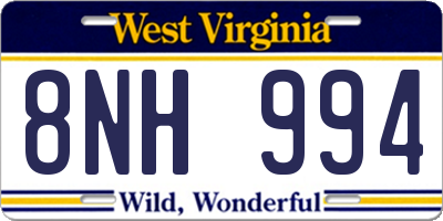 WV license plate 8NH994