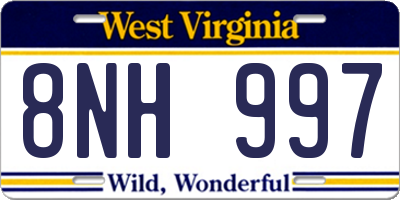 WV license plate 8NH997