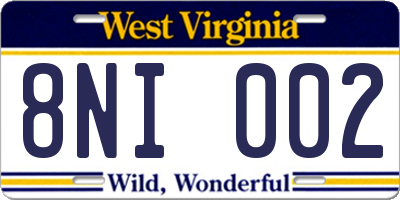 WV license plate 8NI002