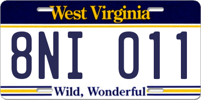 WV license plate 8NI011