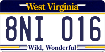 WV license plate 8NI016