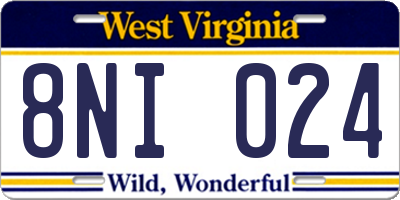 WV license plate 8NI024