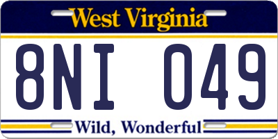 WV license plate 8NI049